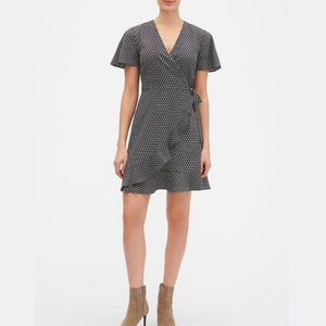 Banana Republic Ruffle Hem Print Wrap Dress